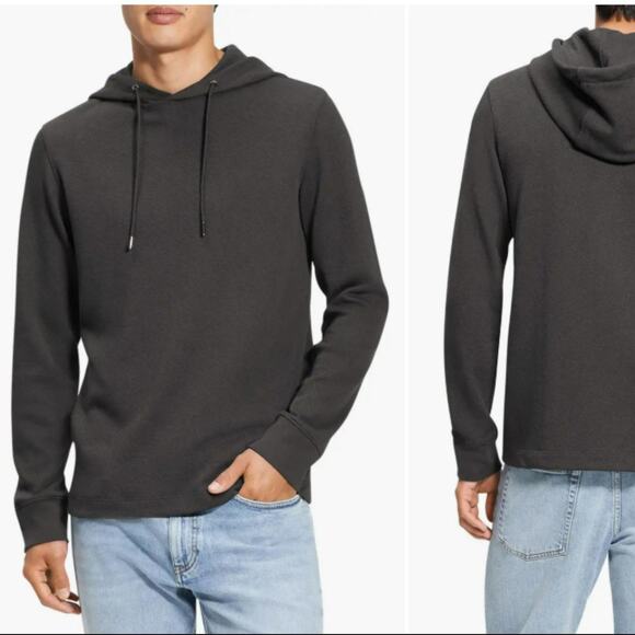 Theory Delroy Hood Jacquard Knit Hoodie Charcoal Gray XL NWT - Picture 1 of 7